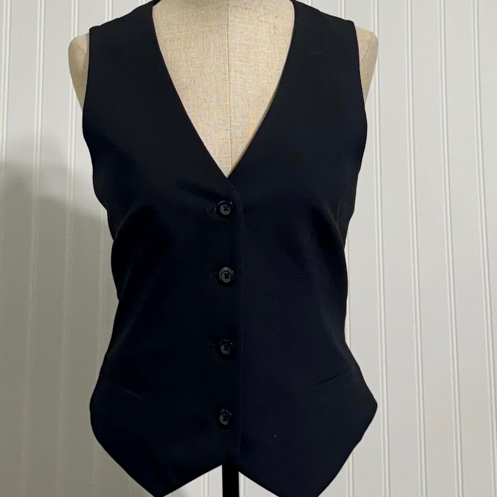 EXPRESS Womens 11/12 Black Lace Back Vest Button Up Y2K Office Siren Capsule NWT